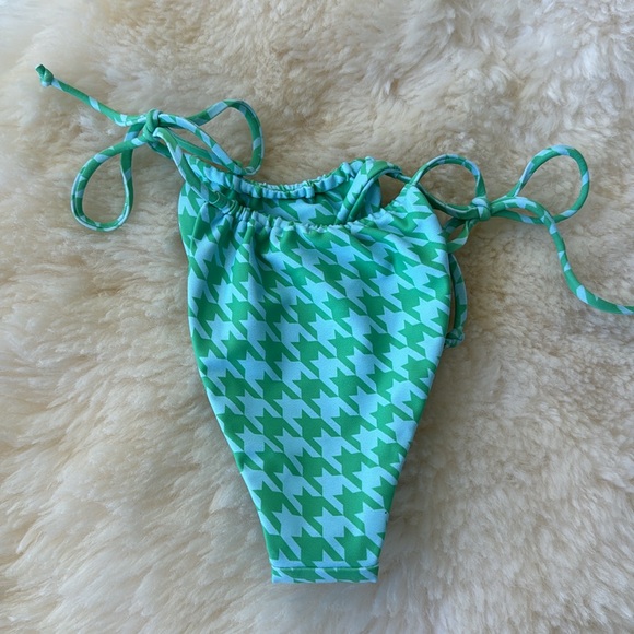 XS Skatie Ventura Kristin green blue houndstooth print string bikini bottom only - Picture 7 of 7